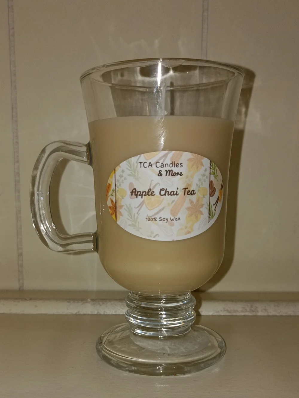 Apple Chai Tea Soy Wax Candle - Cream